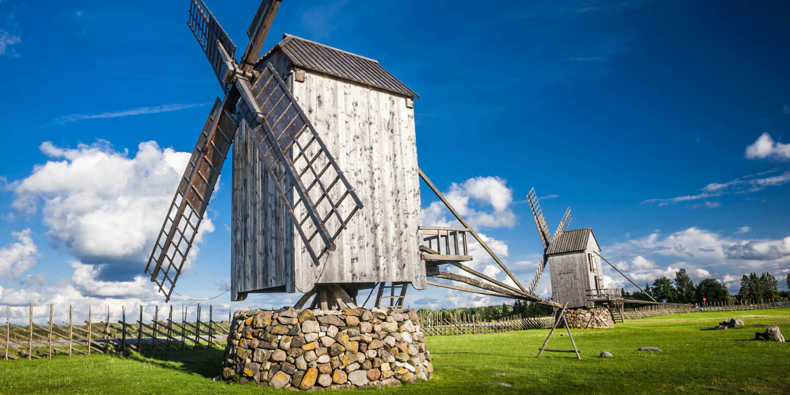wooden windmill in Angla, Saaremaa island, Estonia